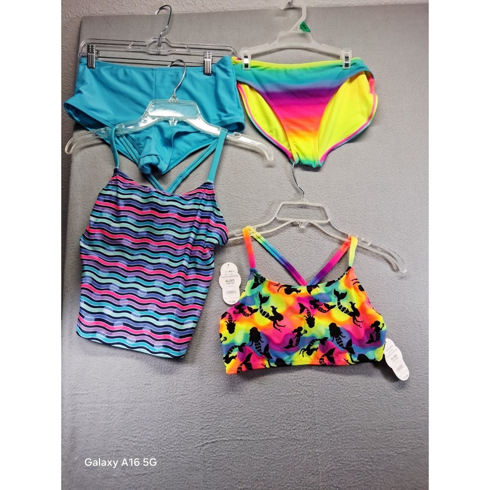 NWT Wonder Nation Mermaid 2 sets of 2 piece set girls swim wear Size XL ( 14-16)